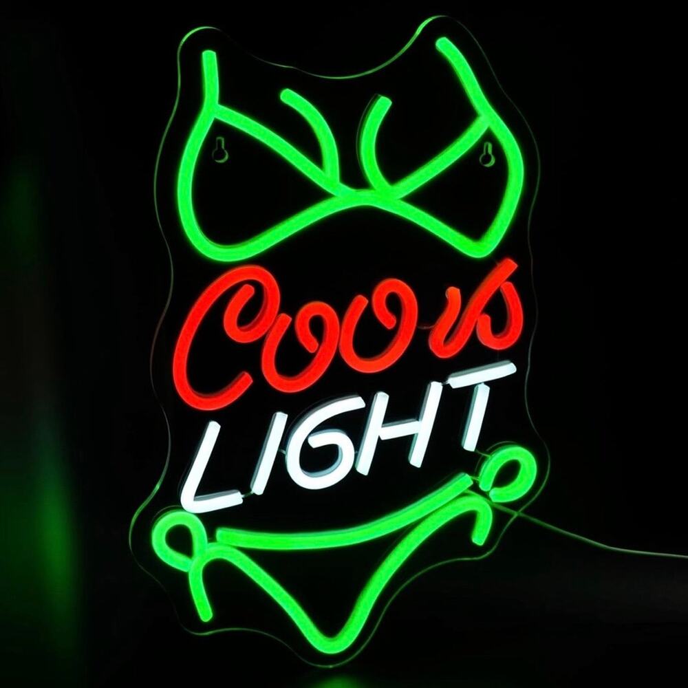 Coors Light Neon Sign Green Body Night Light Room Wall Decoration